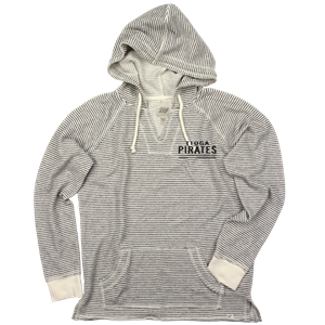Ladies Striped French Terry V-Neck Hood